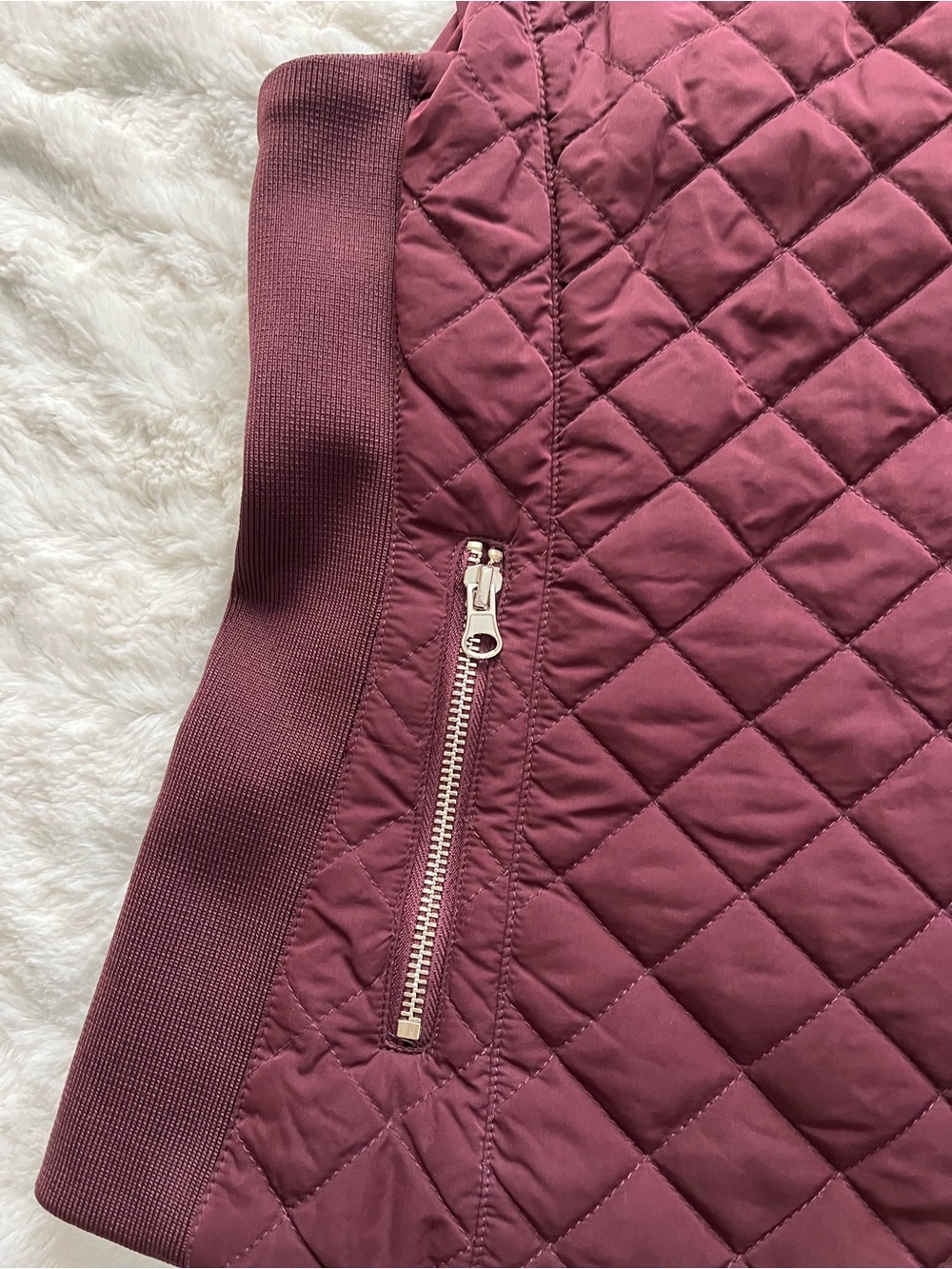 New York & Company Quilted Sleeveless Vest - Burgundy - Picture 6 of 6